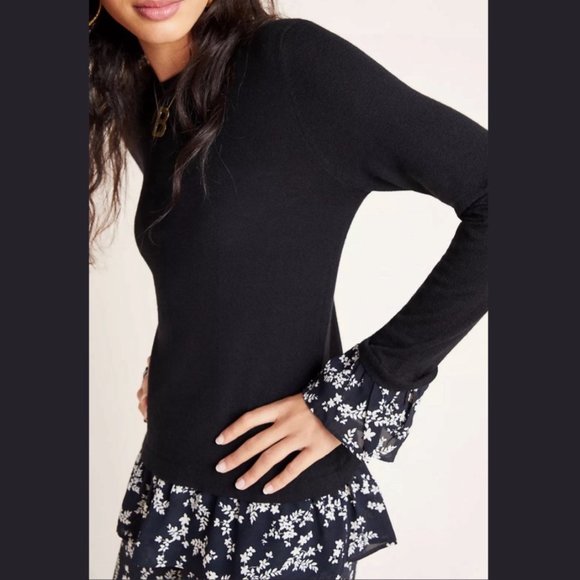 Anthropologie + Kachel Waverly Pullover Sweater Top in Navy NWT - Picture 3 of 7